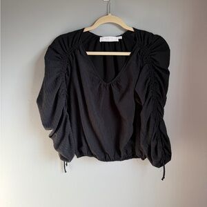 Astr Black Ruched Blouse